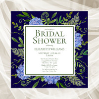 Blue Hydrangeas Floral Watercolor Bridal Shower