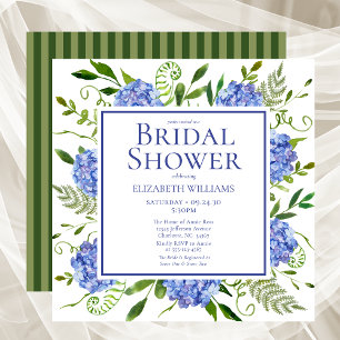 Blue Hydrangeas Floral Watercolor Bridal Shower Invitation