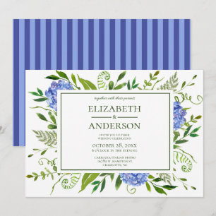 Blue Hydrangeas Floral Wedding Celebration Invitation