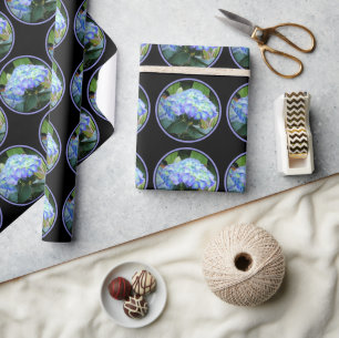 Blue Hydrangeas Flowers Floral Nature Photography Wrapping Paper