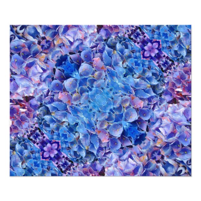 Blue Hydrangeas Flowers Photo Print (Front)