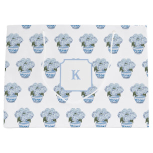 Blue Hydrangeas in Chinoiserie Pot  Large Gift Bag