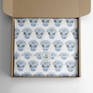 Blue Hydrangeas in Chinoiserie Pot Tissue Paper