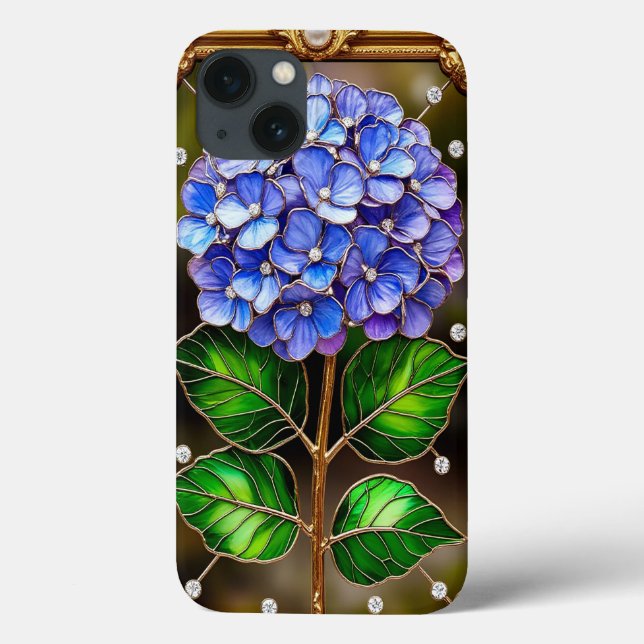Blue Hydrangeas in Gold Ornate Frame Case-Mate iPhone Case (Back)