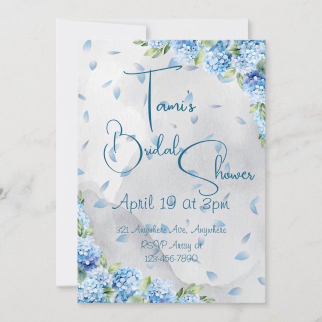 Blue Hydrangeas   Invitation (Front)