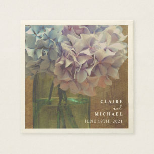Blue Hydrangeas Mason Jar Wedding Napkin