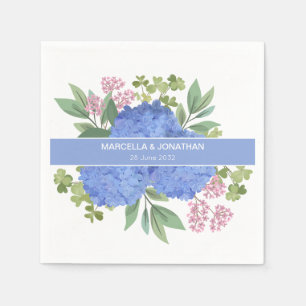 Blue Hydrangeas Modern Bouquet Custom Napkin