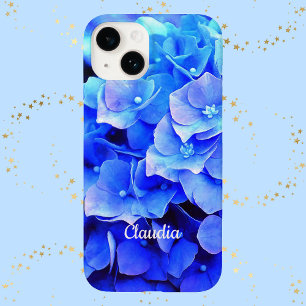 Blue Hydrangeas Monogrammed Floral Case-Mate iPhone 14 Case