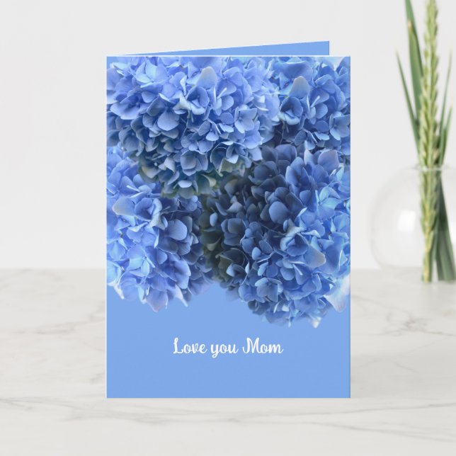 Blue Hydrangeas Mothers Day Message Card (Front)