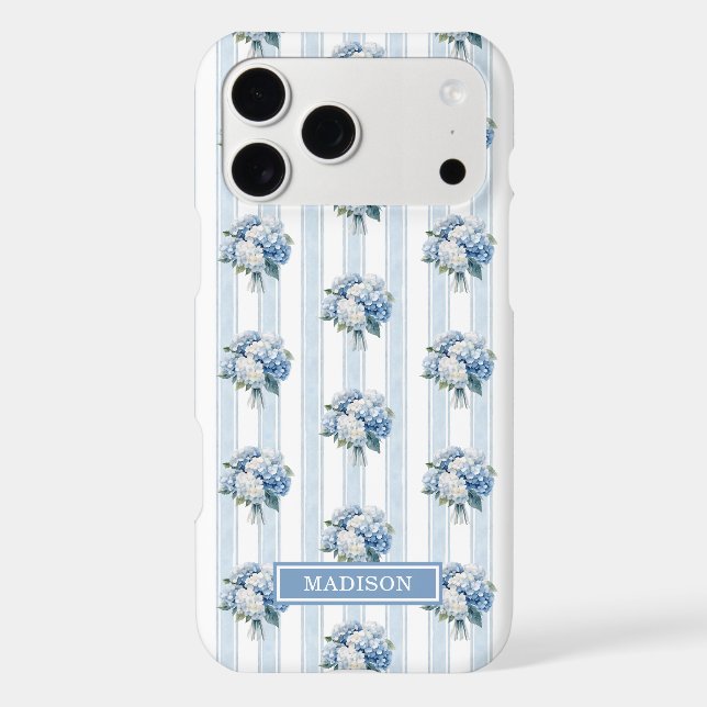 Blue Hydrangeas on Stripes (Back)