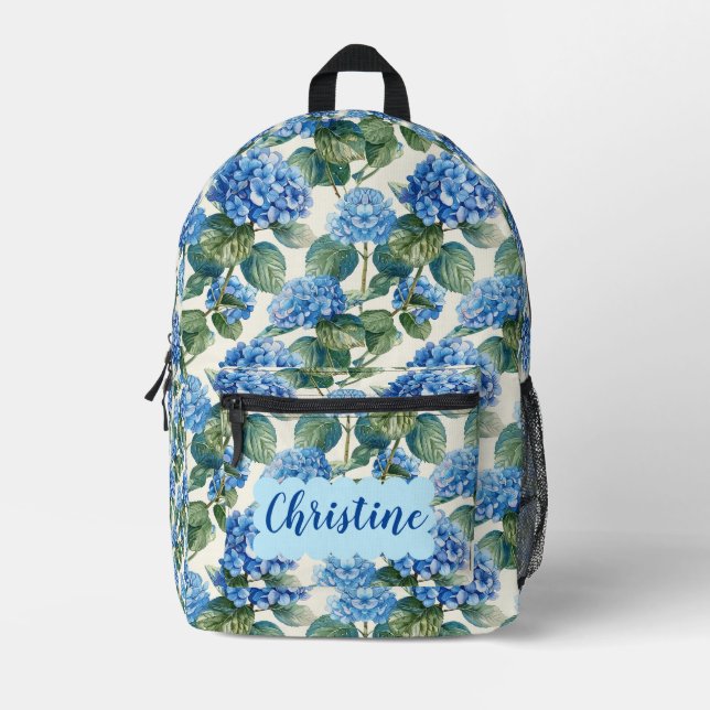 Blue hydrangeas Personalised Backpack (Front)
