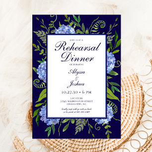 Blue Hydrangeas Rehearsal Dinner Invitation