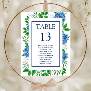 Blue Hydrangeas Seating Chart Cards For Wedding
