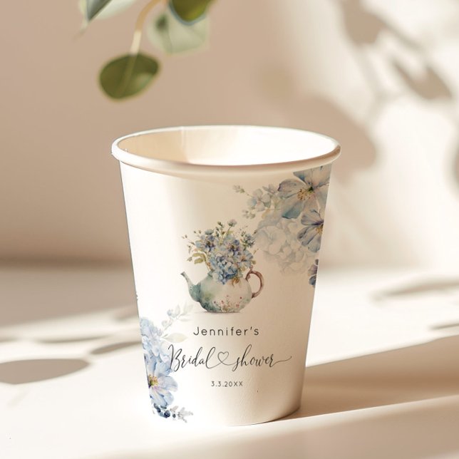 Blue Hydrangeas tea party bridal shower Paper Cups (Creator Uploaded)