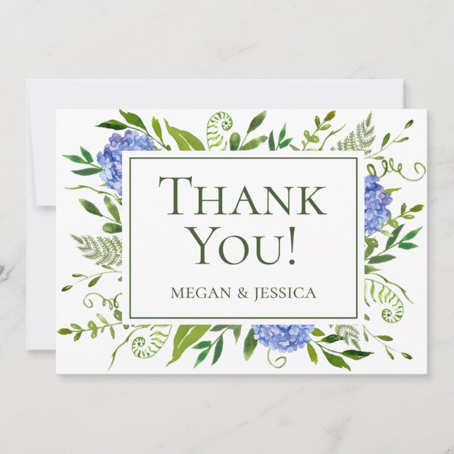Blue Hydrangeas Thank You Card (Front)