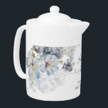 Blue Hydrangeas watercolor baby shower gift<br><div class="desc">Blue Hydrangeas watercolor baby shower gift teapot.
Matching items are available.</div>