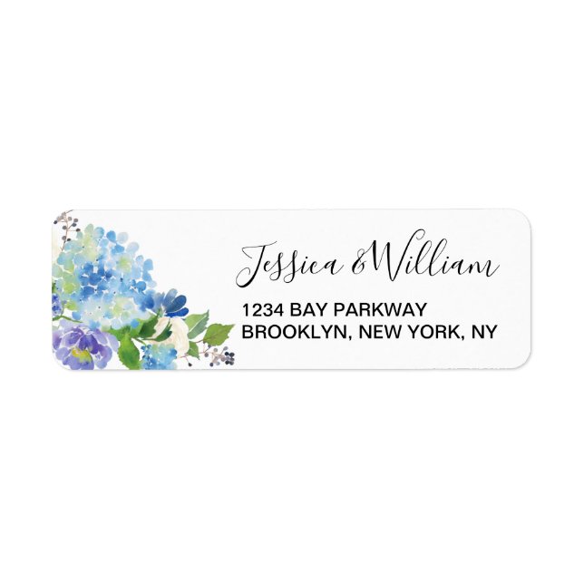 Blue Hydrangeas Watercolor Floral Elegant Chic (Front)