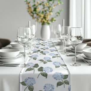Blue Hydrangeas Watercolor Short Table Runner