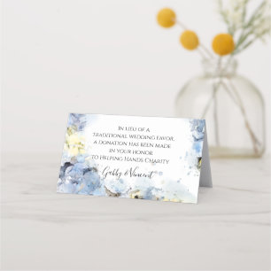 Blue Hydrangeas Watercolor Wedding Charity Favours Place Card