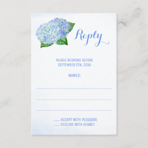 Blue Hydrangeas Watercolor Wedding Reply Cards