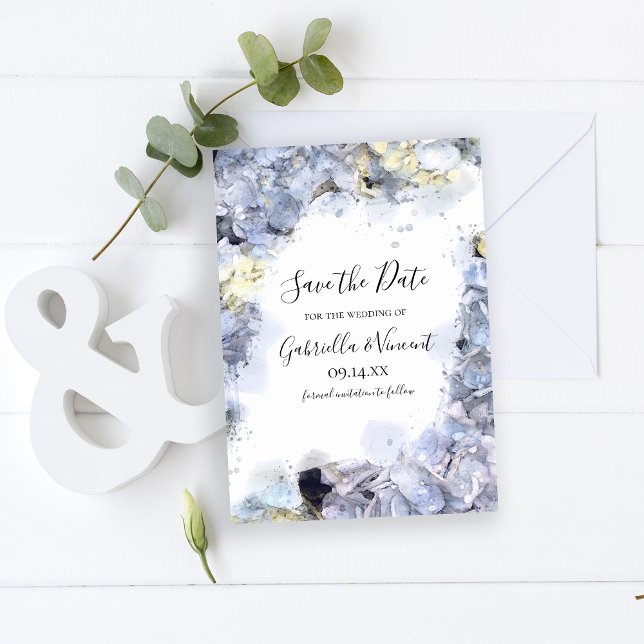 Blue Hydrangeas Watercolor Wedding Save the Date (Creator Uploaded)