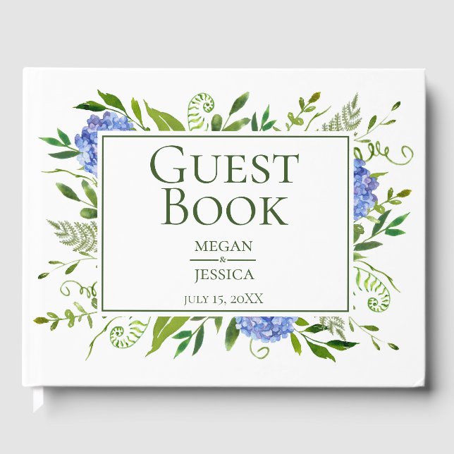 Blue Hydrangeas Wedding Guest Book (Front)