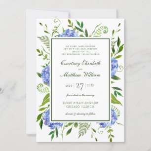 Blue Hydrangeas Wedding Invitation