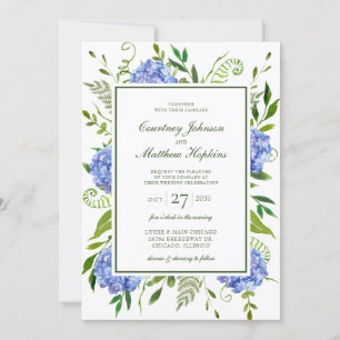 Blue Hydrangeas Wedding Invitation