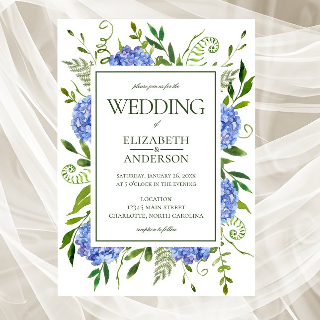 Blue Hydrangeas Wedding Invitation (Creator Uploaded)