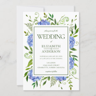 Blue Hydrangeas Wedding Invitation