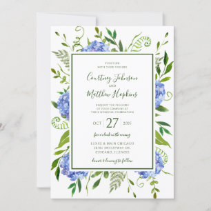 Blue Hydrangeas Wedding Invitation