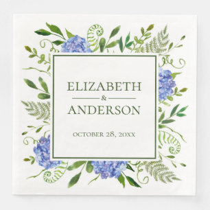 Blue Hydrangeas Wedding Napkin