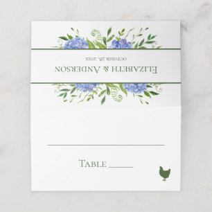 Blue Hydrangeas Wedding Place Card
