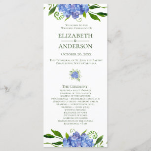Blue Hydrangeas Wedding Program Programme