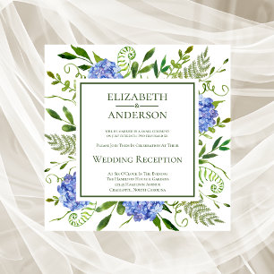 Blue Hydrangeas Wedding Reception Invitation