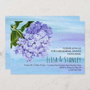 Blue hydrangeas wedding rehearsal dinner invitation