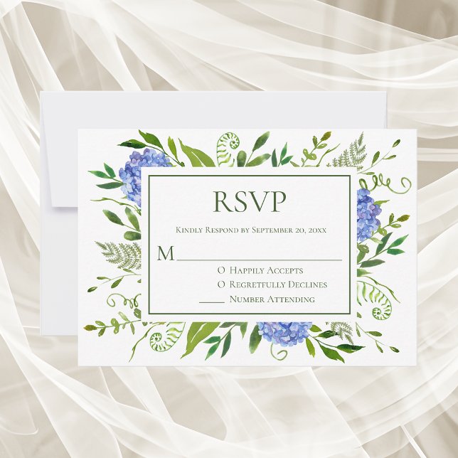 Blue Hydrangeas Wedding RSVP Card (Creator Uploaded)