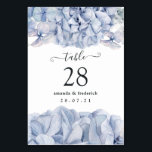 Blue Hydrangeas Wedding Table Number<br><div class="desc">Blue hydrangeas wedding table number cards. Featured are dahlias,  chrysanthemum and roses.</div>
