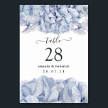 Blue Hydrangeas Wedding Table Number<br><div class="desc">Blue hydrangeas wedding table number cards. Featured are dahlias,  chrysanthemum and roses.</div>