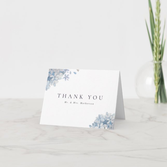 Blue Hydrangeas Wedding Thank You (Front)
