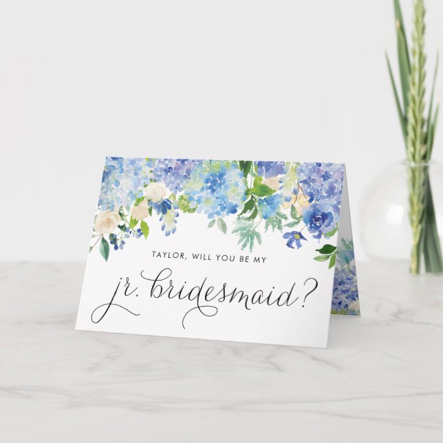 Blue Hydrangeas Will You Be My Junior Bridesmaid Card (Front)