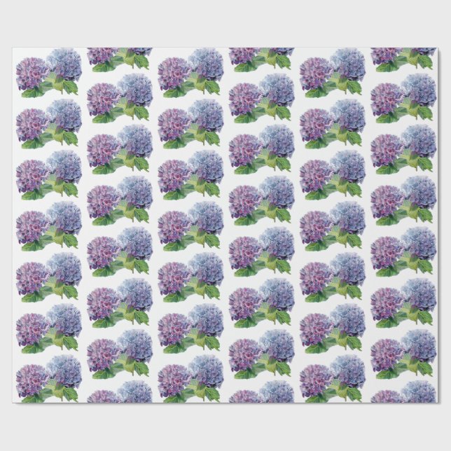 Blue Hydrangeas Wrapping Paper (Flat)