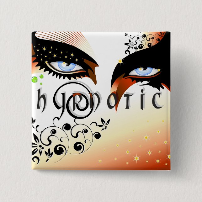 Blue Hypnotic Eyes Make Up 15 Cm Square Badge (Front)