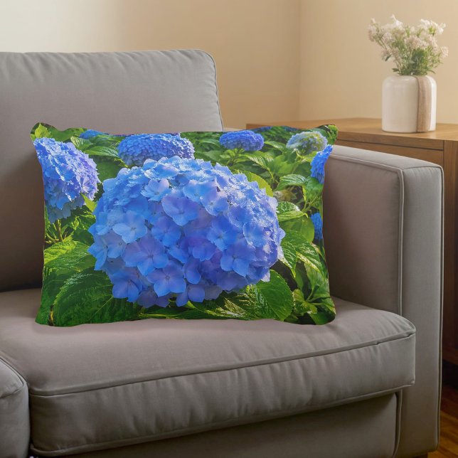 Blue Hyrangeas Accent Pillow (Accent pillow with blue hydrangeas)