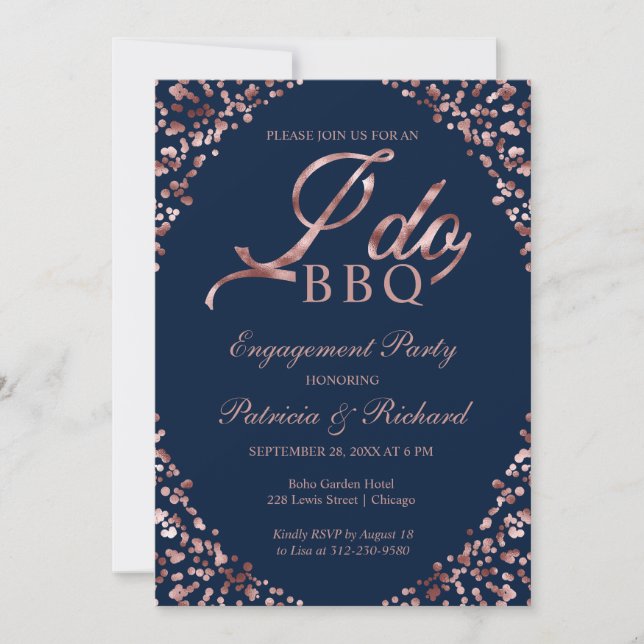 Blue I DO BBQ Engagement Party Invitation (Front)