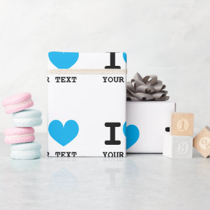 Blue i heart personalizable wrapping paper rolls