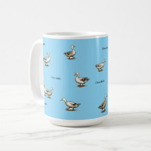 Blue I Love Ducks Coffee Mug