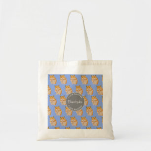 Blue I love Hamsters Hamster Pattern Tote Bag