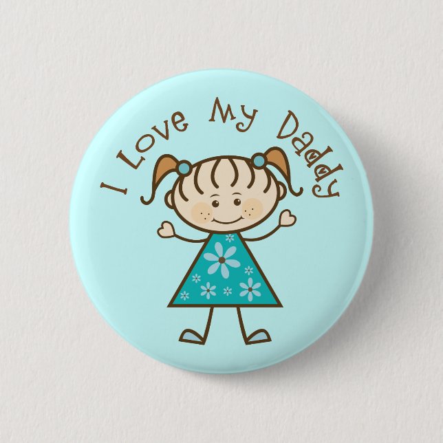 Blue I Love My Daddy Gift 6 Cm Round Badge (Front)