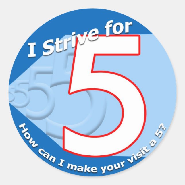 Blue "I strive for 5" Stickers (Front)